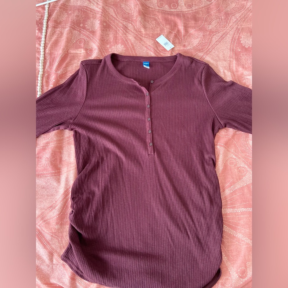 2 Large Old Navy Maternity Henley Long-sleeve Shirts